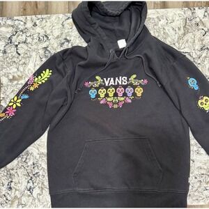 VANS Womens Dia de los Muertos Floral & Sugar Skulls Hoodie Sz Small Black